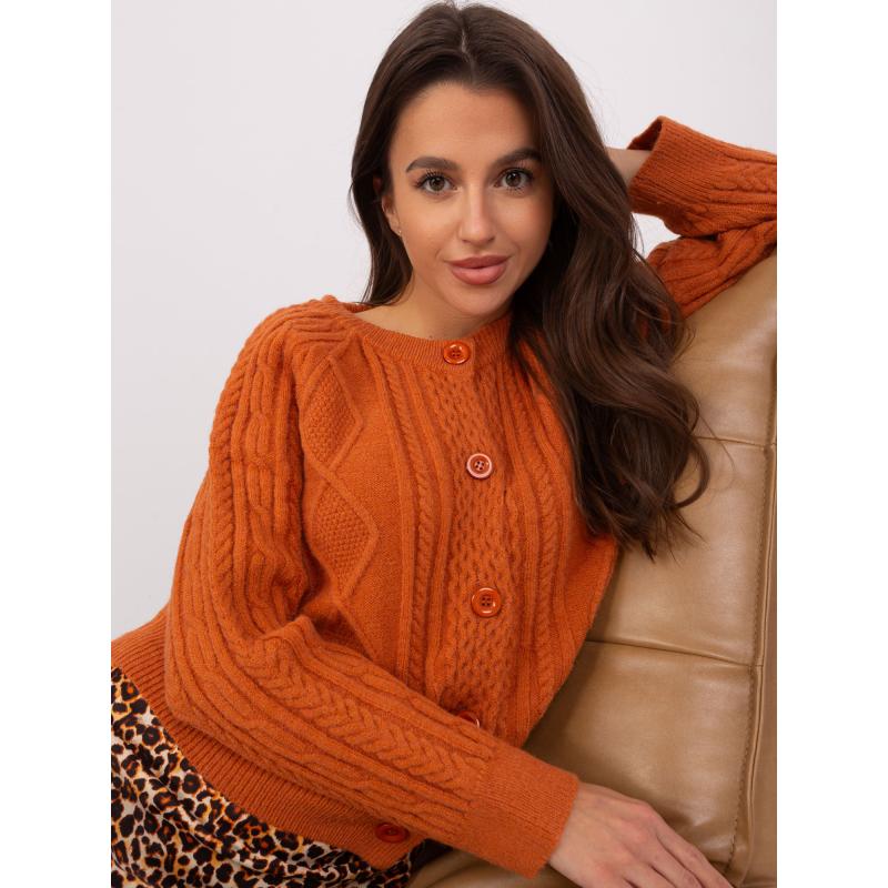 Női csíkos pulóver ETHERO sötét narancssárga