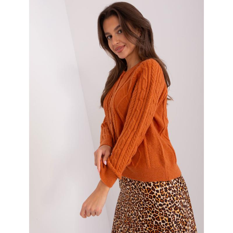 Dámský svetr pruhovaný ETHERO tmavě oranžový 
