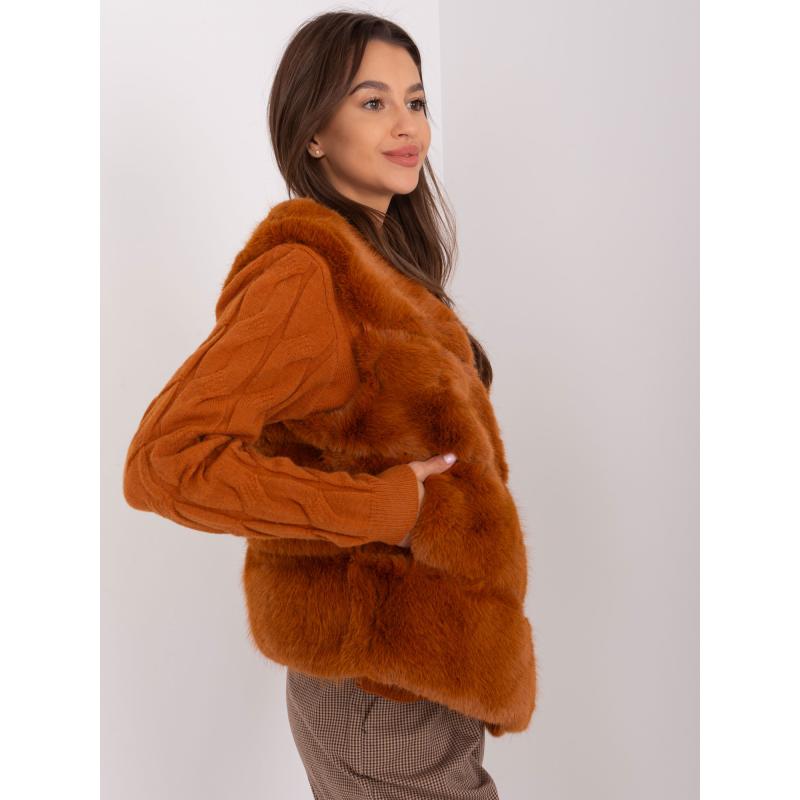 Dámská vesta s kožešinovou podšívkou TIARR světle hnědá 