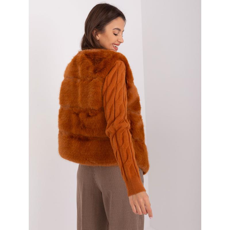 Dámská vesta s kožešinovou podšívkou TIARR světle hnědá 