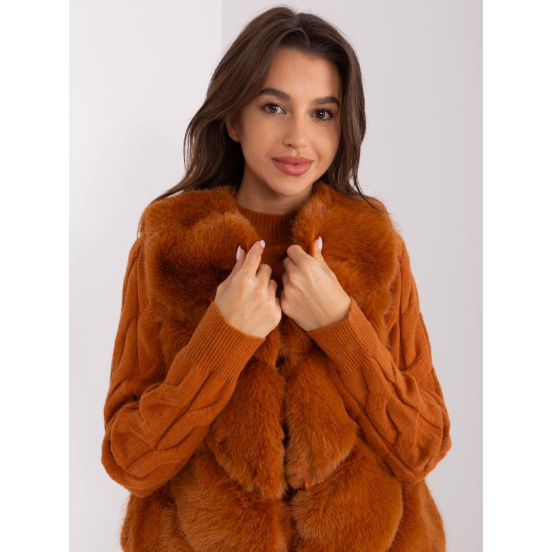 Dámská vesta s kožešinovou podšívkou TIARR světle hnědá 