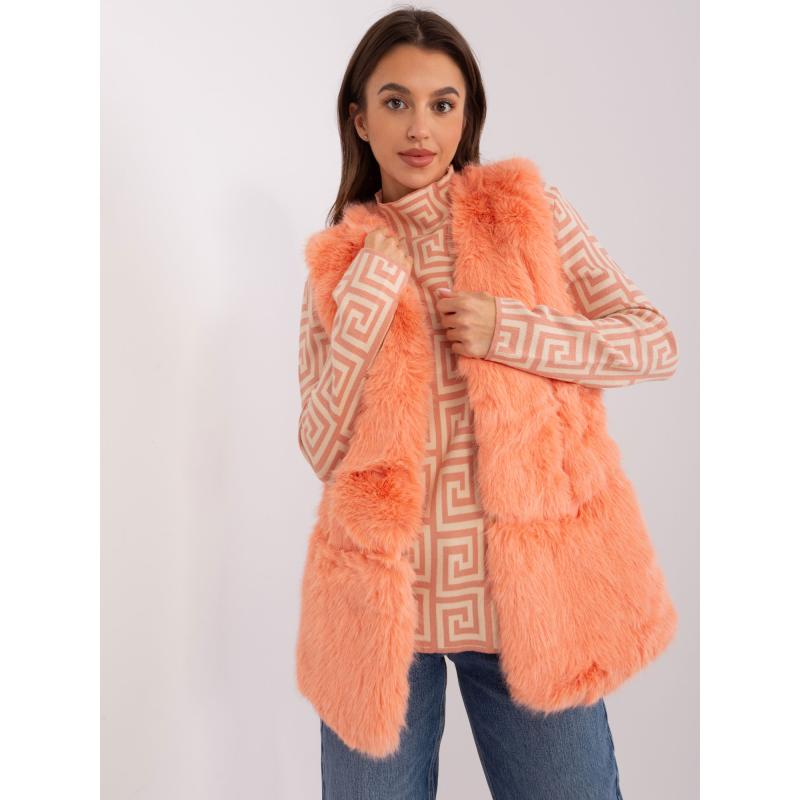 Dámská vesta s podšívkou kožešinová ARR broskvové barvy