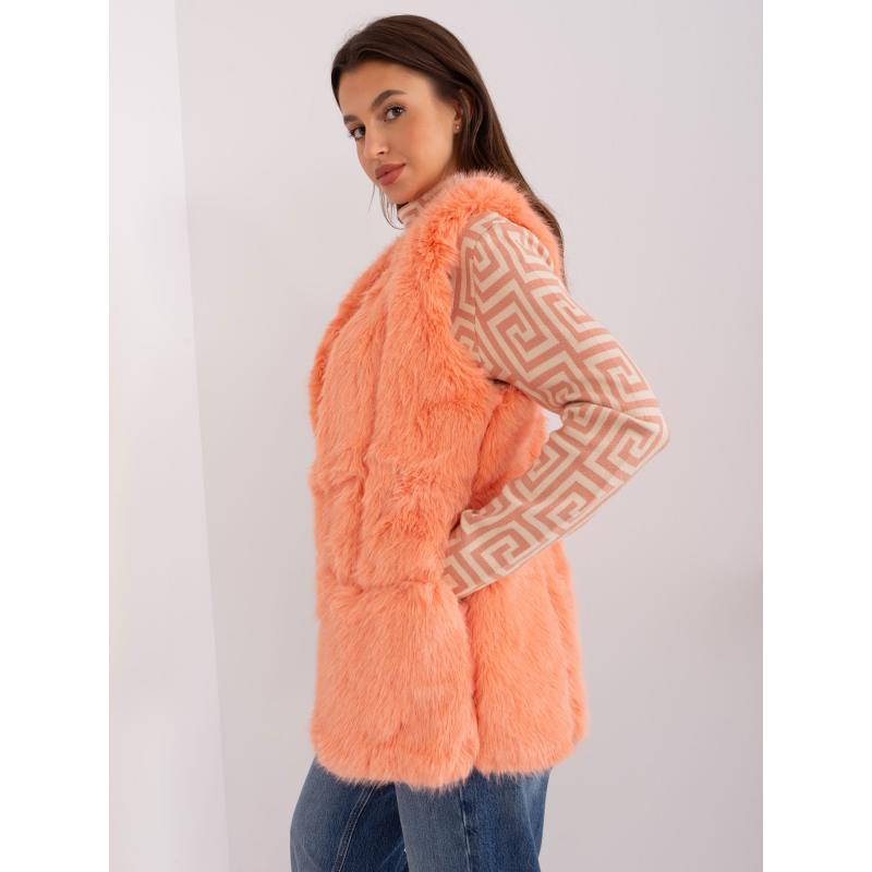 Dámská vesta s podšívkou kožešinová ARR broskvové barvy