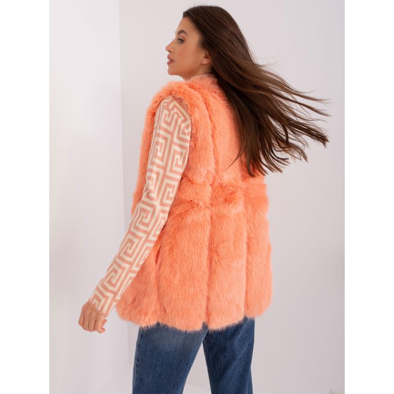 Dámská vesta s podšívkou kožešinová ARR broskvové barvy