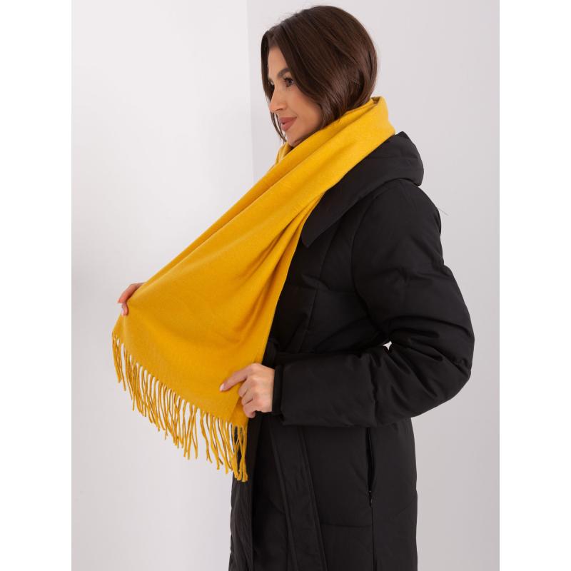 Dámsky šál s strapcami OIRI tmavožltý
