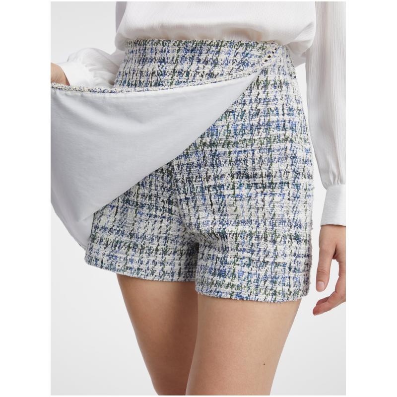 Modro-krémová dámská tvídová sukně