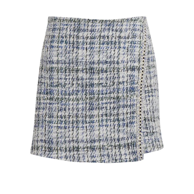 Modro-krémová dámská tvídová sukně