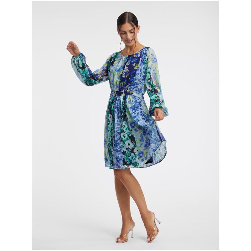 Modré dámské květované šaty