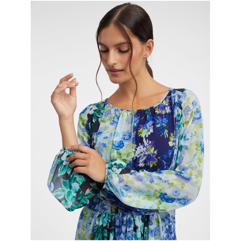 Modré dámské květované šaty