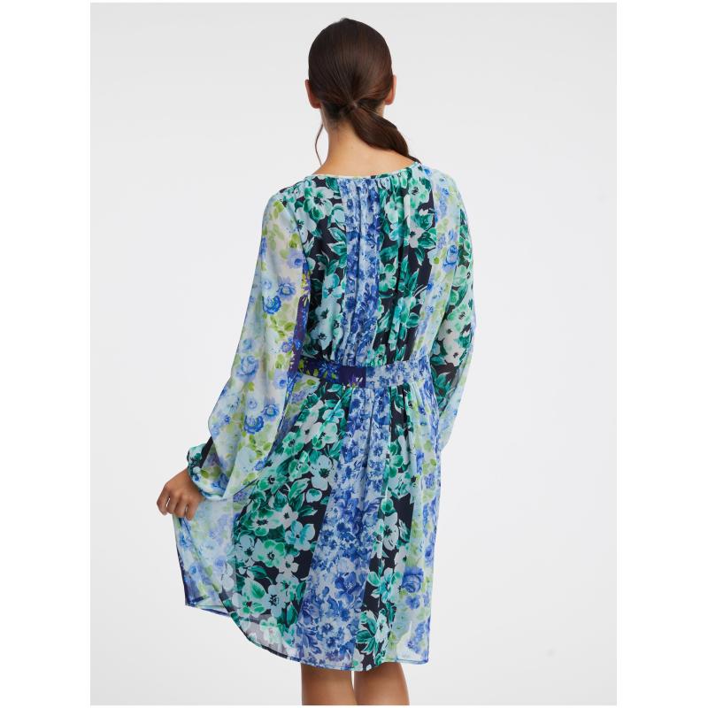 Modré dámské květované šaty