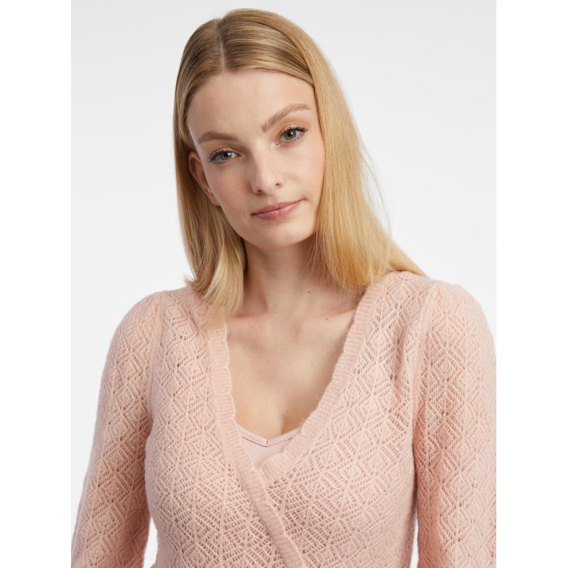 Svetloružový dámsky sveter zo zmesi vlny