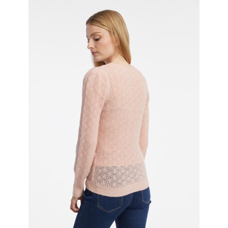 Svetloružový dámsky sveter zo zmesi vlny