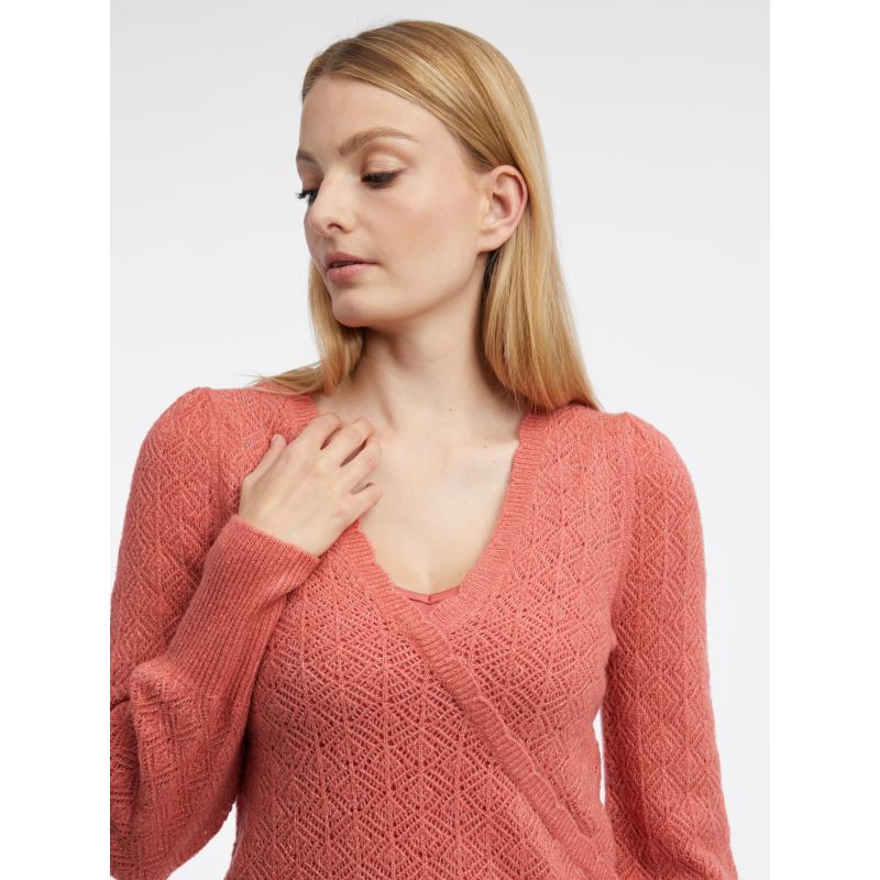 Cihlový dámský svetr s příměsí vlny
