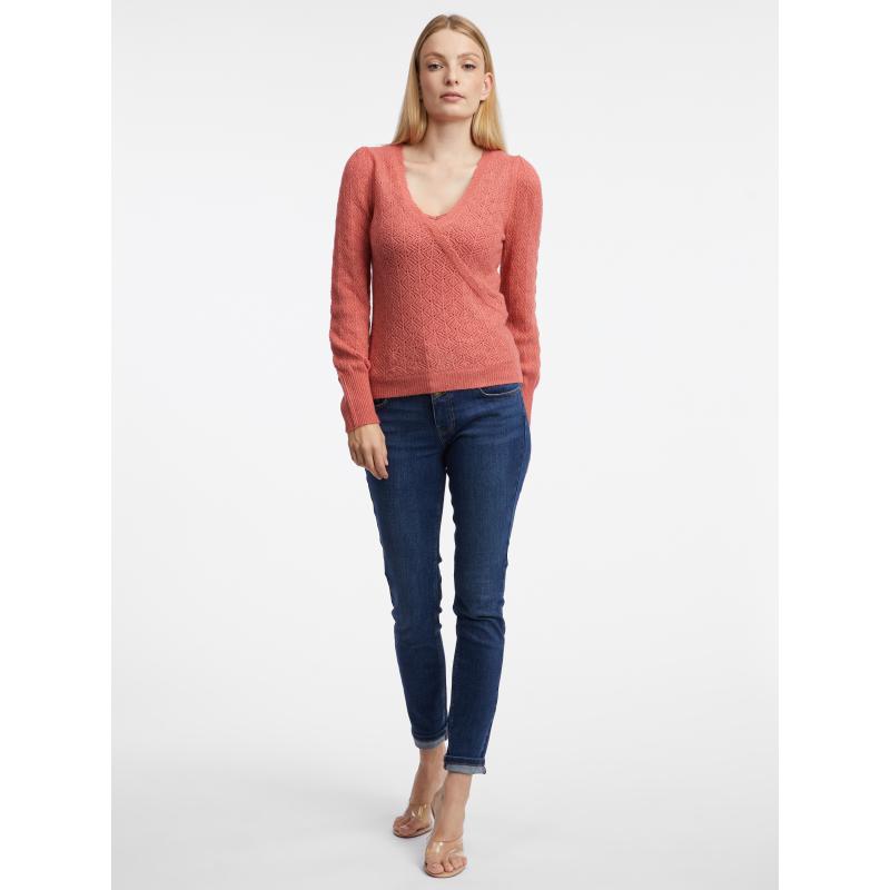 Cihlový dámský svetr s příměsí vlny