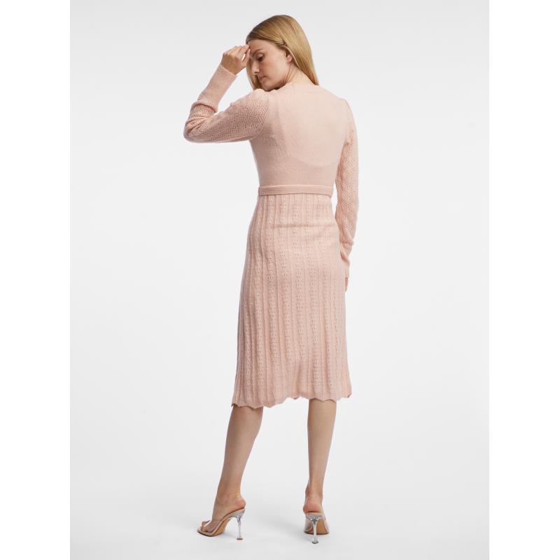 Világos rózsaszín női gyapjúkeverék pulóver ruha