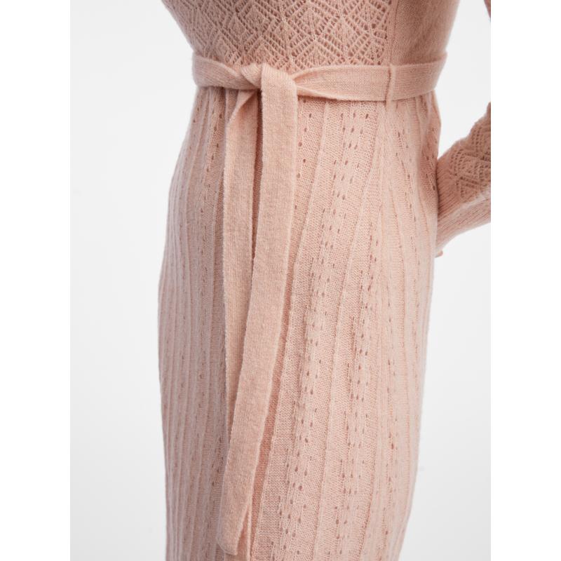 Világos rózsaszín női gyapjúkeverék pulóver ruha