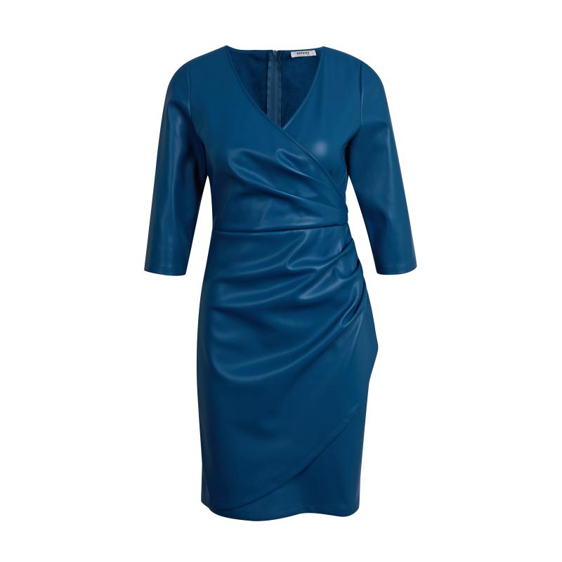 Modré dámske kožené šaty