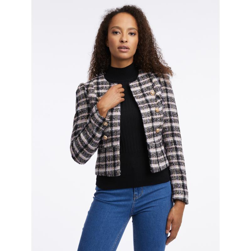 Černé dámské kostkované sako