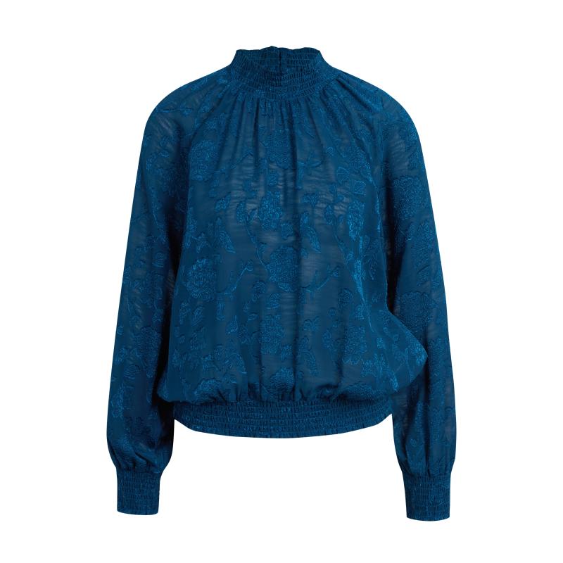 Modrá dámska vzorovaná blúzka