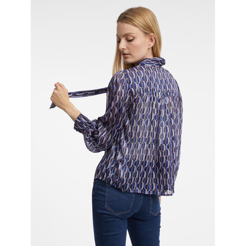 Modrá dámská vzorovaná halenka