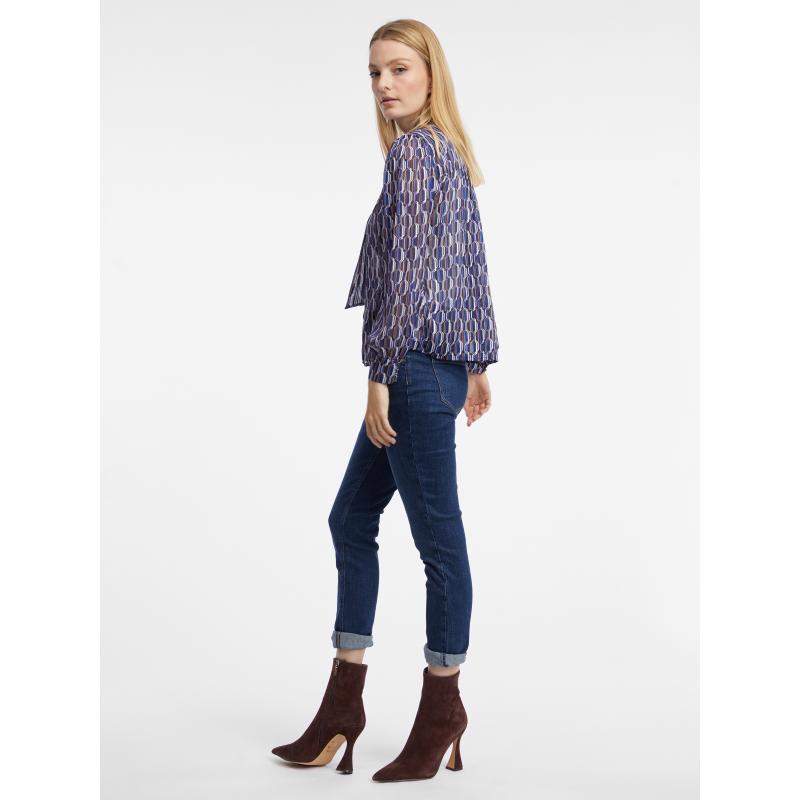 Modrá dámská vzorovaná halenka