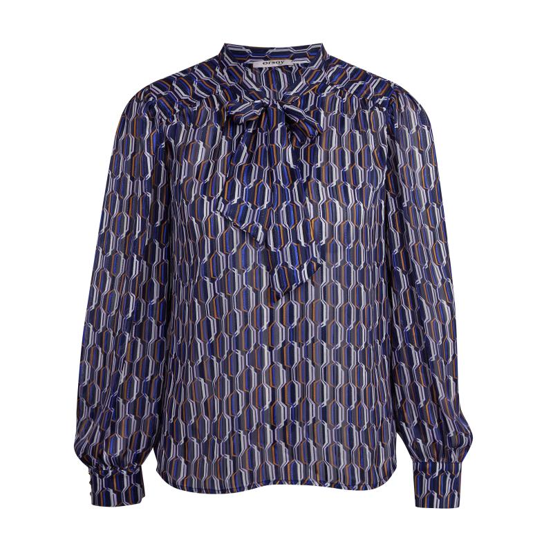 Modrá dámská vzorovaná halenka