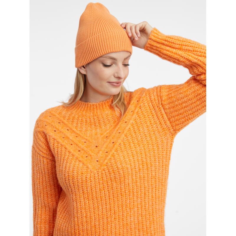 Narancssárga női bordázott sapka