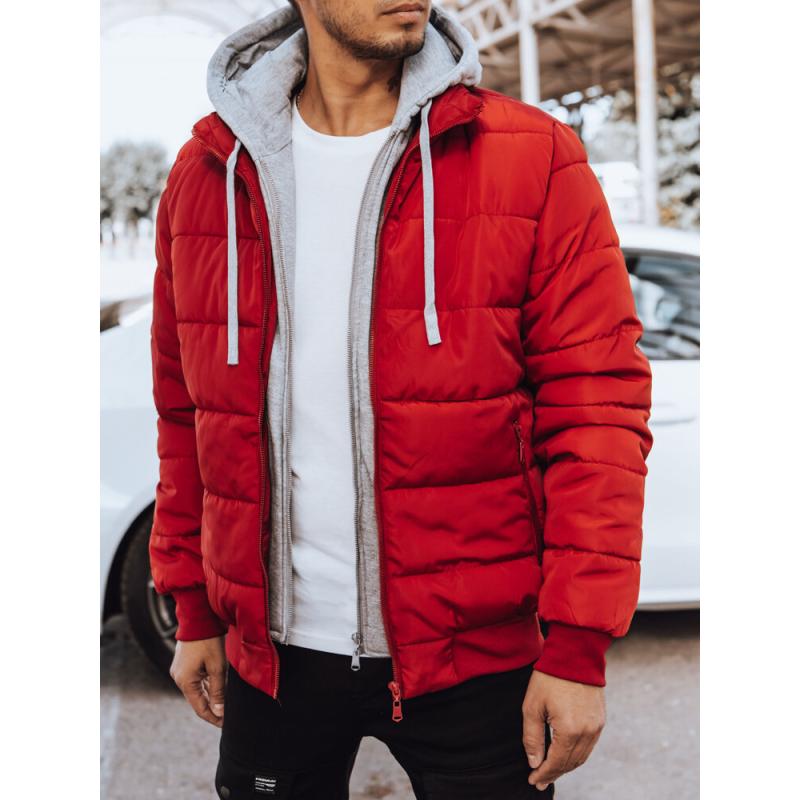 Férfi téli steppelt kabát KETA piros