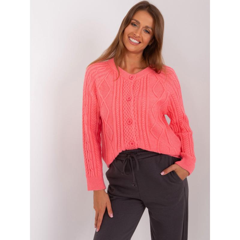 Dámský svetr kostkovaný HAO korálový 