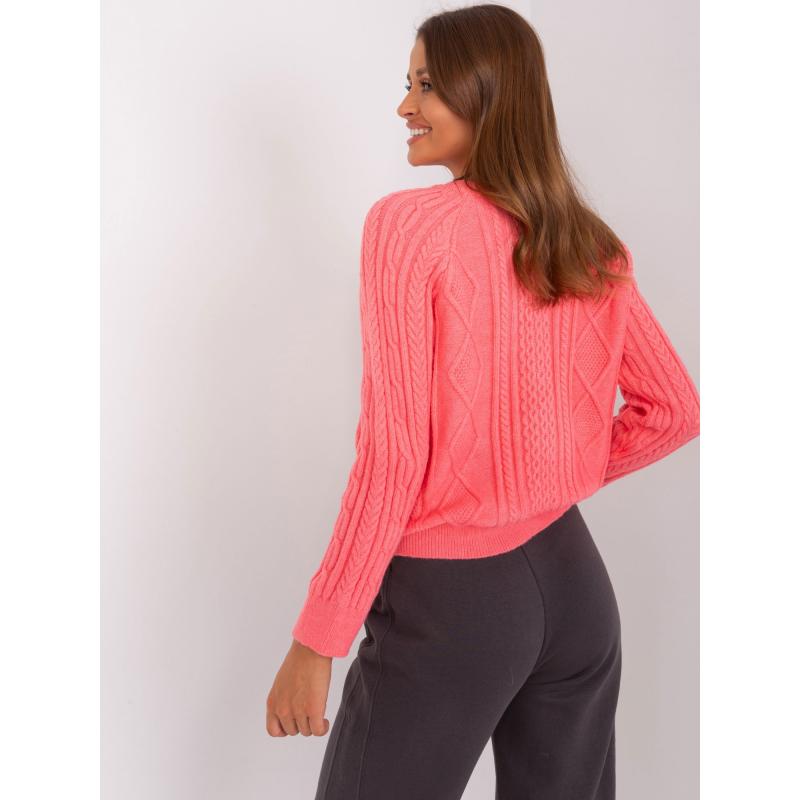 Dámský svetr kostkovaný HAO korálový 