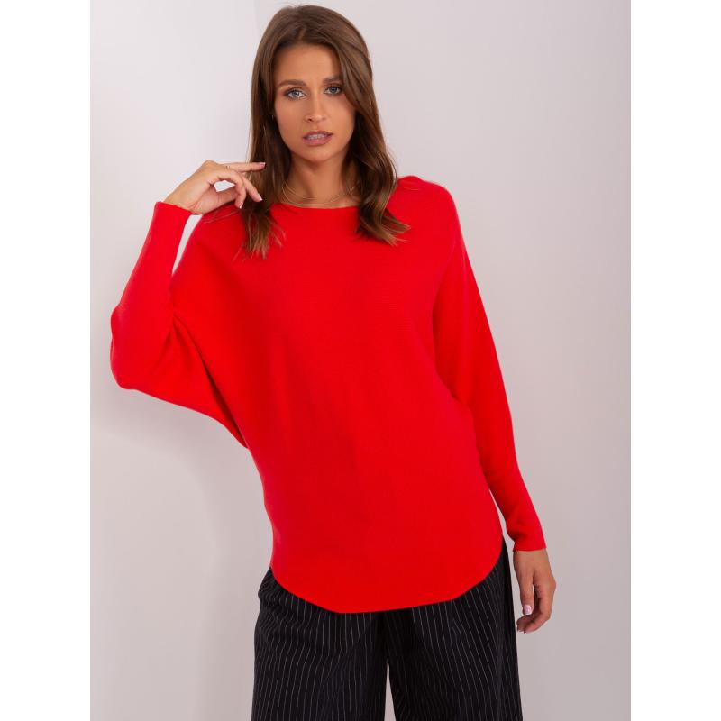 Dámský svetr se vzorem oversize JIEGH červený  