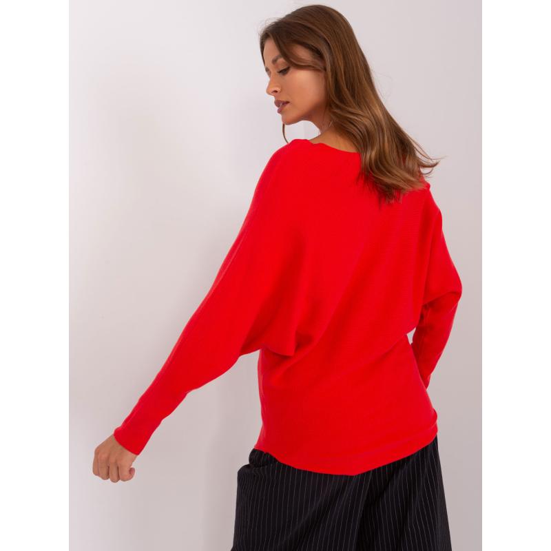 Dámský svetr se vzorem oversize JIEGH červený  