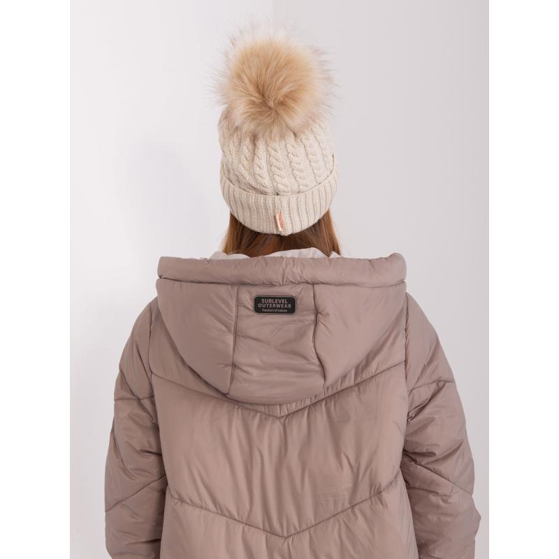 Dámská čepice s kostkovaným vzorem RUE PARIS béžová