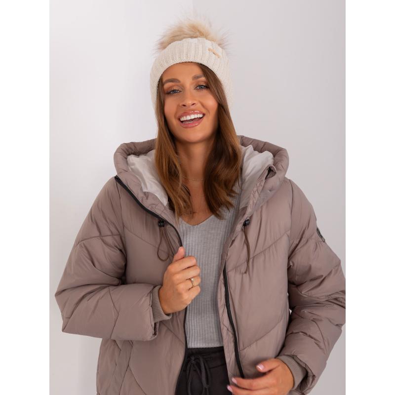 Dámská čepice s kostkovaným vzorem RUE PARIS béžová