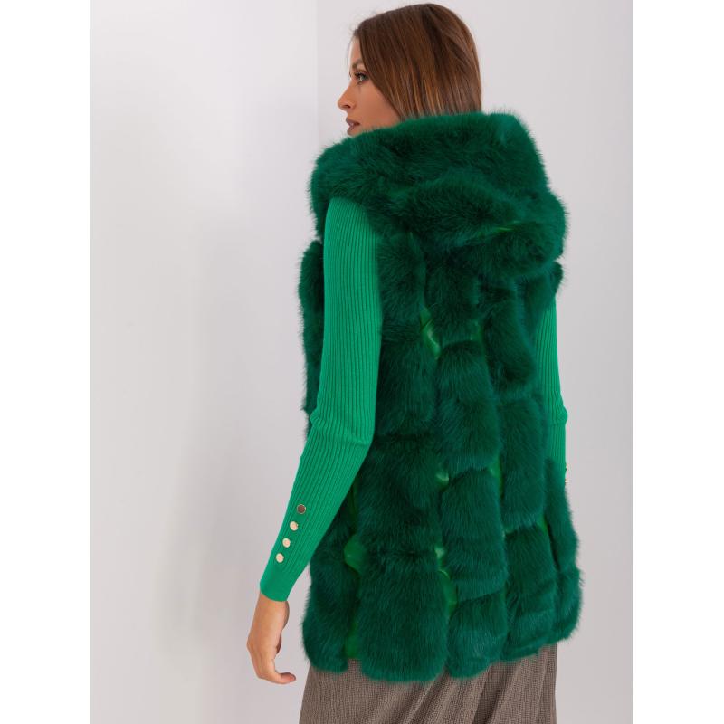 Dámská vesta s kožešinovou podšívkou AWS tmavě zelená 