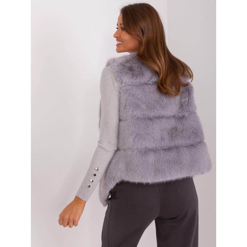 Dámska vesta s kožušinovou podšívkou LAECK sivá