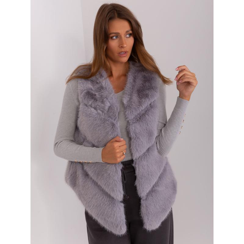 Dámska vesta s kožušinovou podšívkou LAECK sivá