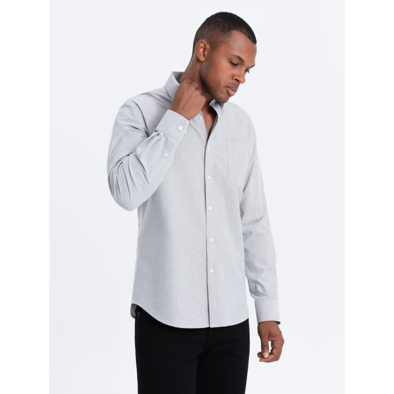 Pánska textilná košeľa Oxford REGULAR V2 OM-SHOS-0108 sivá