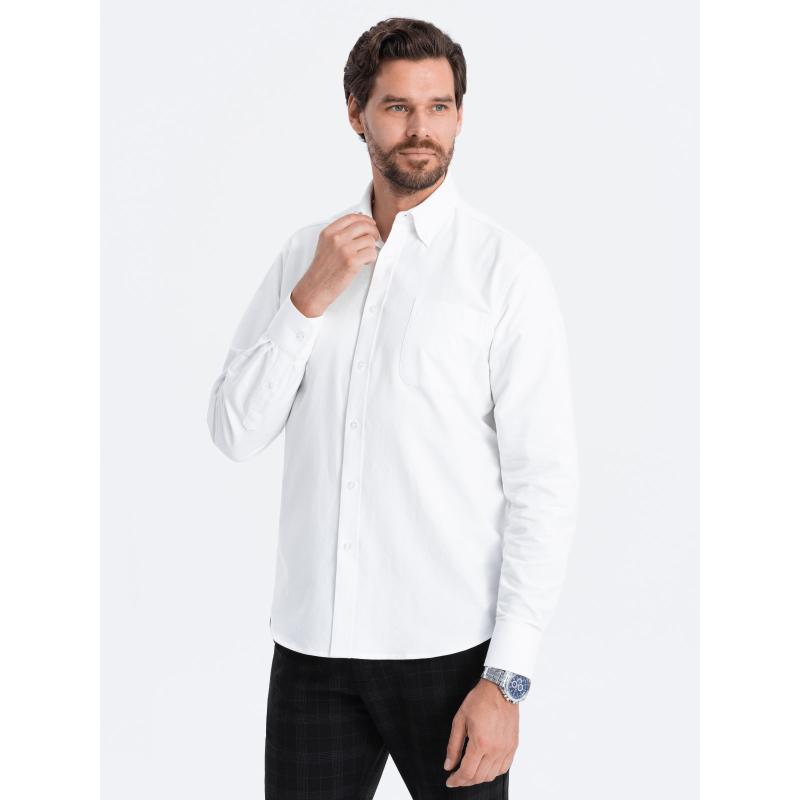 Pánska textilná košeľa Oxford REGULAR V1 OM-SHOS-0108 biela