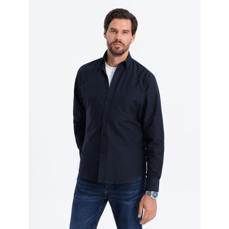 Pánske tričko Oxford REGULAR V5 OM-SHOS-0108 tmavomodré