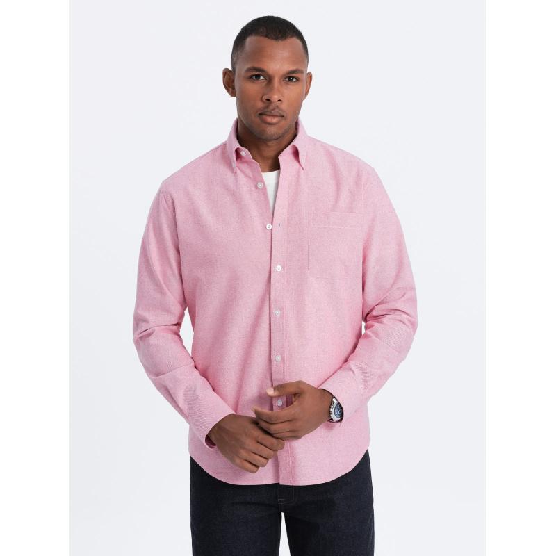 Pánská látková košile Oxford REGULAR V3 OM-SHOS-0108 růžová