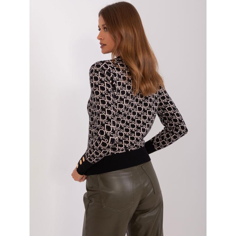 Dámsky vzorovaný sveter CROM čierno-béžový