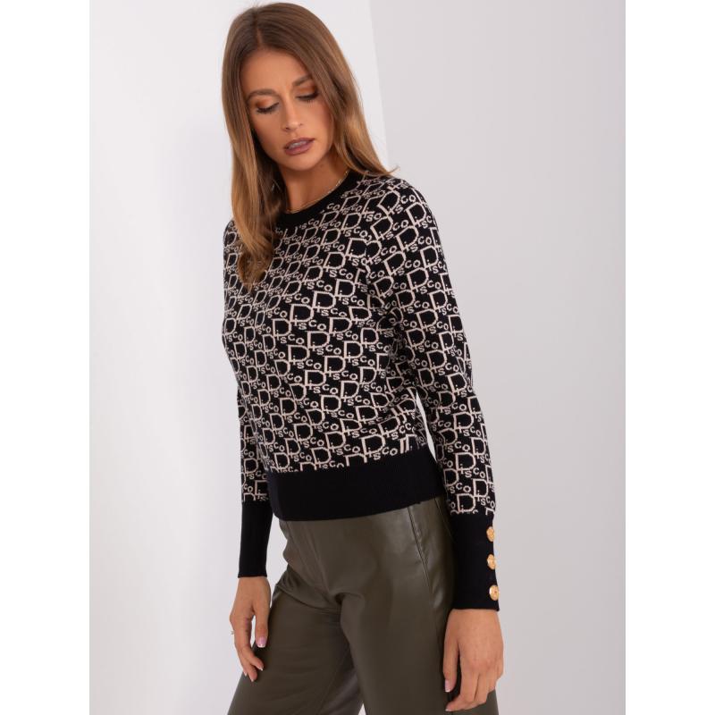 Dámsky vzorovaný sveter CROM čierno-béžový