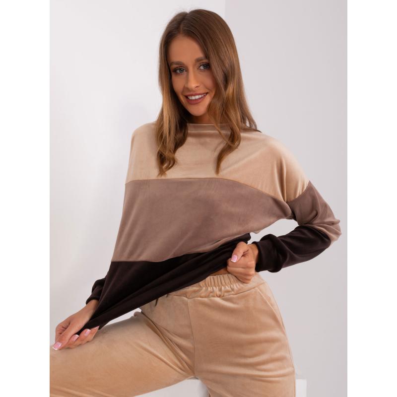 Dámská souprava RUE PARIS béžová a tmavě hnědá  