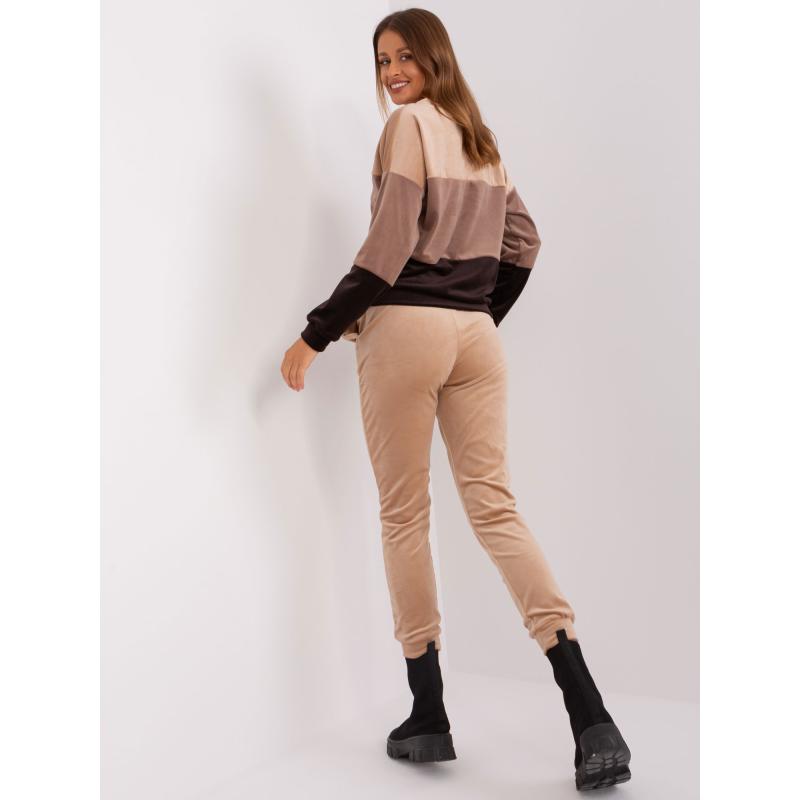 Dámská souprava RUE PARIS béžová a tmavě hnědá  