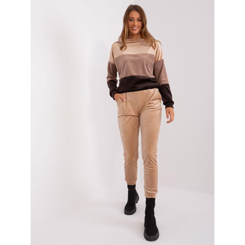 Dámská souprava RUE PARIS béžová a tmavě hnědá  