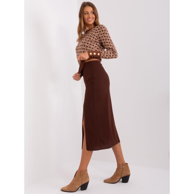 Dámská sukně s rozparky midi CROLAT tmavě hnědá 