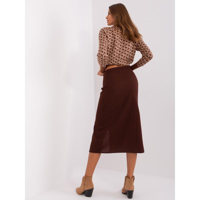 Dámská sukně s rozparky midi CROLAT tmavě hnědá 