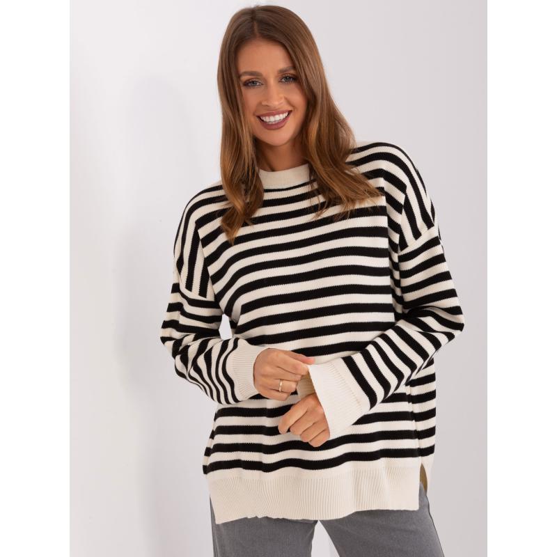 Női plus size pulóver ACHEU krém és fekete színben