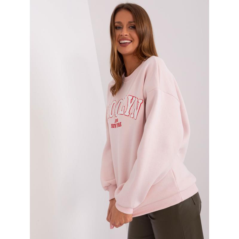 Női oversize pulóver UANGE világos rózsaszín